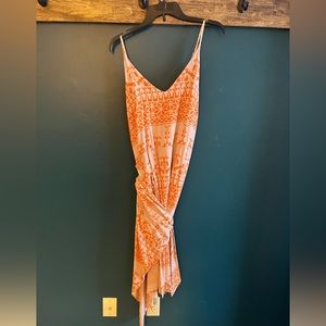 Orange and Pink midi dress